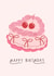 Classic Birthday Card - Cherry Cake - Ribbons created by Sad Girl Illustration