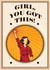 Motivational Women’s Card – Girl You Got This! Victory Pose Illustration created by Profanity Polly Prints