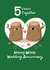 Cute Anniversary Card - 5 Years - Wood - 5th Wedding Anniversary created by Nicola Watson