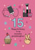 Cute Birthday Card - For Granddaughter - 15th - Makeup created by Schnauzer Scribbles