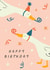 Cute Birthday Card - Goose - Party Hats & Confetti created by Sad Girl Illustration