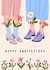 Classic Anniversary Card - Flowers - Colourful Shoes & Socks created by Sad Girl Illustration