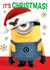 Classic Christmas Card – Minions It’s Christmas – Festive Santa Hat Design created by Danilo