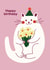 Cute Birthday Card - Cat With Flowers created by Liina Lember