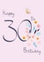 Classic 30th Birthday Card - For Her - Pretty Peach Flowers & Mint Botanicals created by SABIVO Design by Sabina