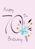 Classic 70th Birthday Card - For Her - Pretty Peach Flowers & Mint Botanicals created by SABIVO Design by Sabina