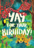 Fun Birthday Card - colourful jungle with cute animals  - Jaguar, Toucan & Snake created by Amy Turner