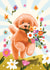 Cute Birthday Card - Labradoodle - Dog With Flowers created by Aniet Illustration