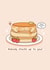 Cute Valentine’s Day card - pancakes and strawberries - kawaii punny love card created by Rosalie Perl