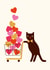 Cute Valentine's Day Card - Love Cat with Trolley created by Dicky Bird