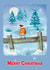 Cute Robin in Santa Hat, snow Christmas scene created by Printfantasia 