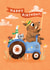 Cute Birthday Card - Pig, Duck, Cat & Mouse - Tractor created by Emily Nash Illustration