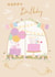 Cute Birthday Party Window Card - Cake & Present with Balloons - Floral Bunting created by SABIVO Design by Sabina