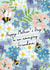 Grandma Mother's day card - Blue floral - Bumble bees - Pretty created by Rebecca Grantham