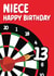 Traditional darts-themed birthday card for your 13 year old Niece created by Quinton cards