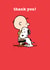 Cute Thank You Card - Snoopy - Hugging Charlie Brown created by Hype Cards