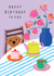 Cute Birthday Card - Tea Party - Dog created by Rosanna Rossi