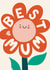 Cute Birthday/Mother's Day Card - Best Mum - Flower created by Christine Cuddihy Illustration