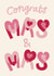 Classic Wedding Card - Congrats Mrs & Mrs - Romantic Heart Letters created by Christine Cuddihy Illustration