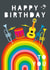 Cute Birthday Card - Musical instruments on a rainbow - Happy Birthday To You created by Claire Giles