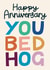 Funny Anniversary Card - You Bed Hog created by Christine Cuddihy Illustration