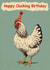 Hen Birthday Card. Cute hen with party hat. Vintage style. created by Wild Natured