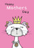 Cute Mother’s Day Card for Mum – Queen Cat Illustration created by ROSHAH DESIGNS