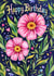 Pretty Birthday Card - Botanical Pink Flowers - For Her created by Aniet Illustration