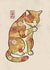 Elegant Thinking of You Card - Autumnal Floral Cat Art - Japanese Woodblock created by Roberto Nieto