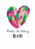 Pink rainbow heart birthday card for mum. created by Kay Louise 