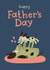 Cute kitty card for a dog dad, or a dad who just loves dogs created by Lisa Greener