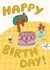 Happy Birthday - Cat - Cake - Fun - Birthday Wishes From The Cat - Fun - Cute created by Rumble Cards