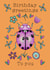Spread some magic with this whimsical purple ladybug birthday card created by Sharonflemingart