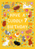 Cute 7th Birthday Card - For Her - Guinea Pigs & Rabbits created by Pear Tree Press