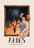 Arty horoscope card, Aries Zodiac greeting card for her created by Hes Durkan Illustration