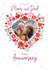 Traditional Anniversary Card f- For Mum and Dad - Floral Heart Frame created by Orchard Design House