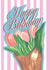 Cute Tulip Bouquet Birthday Card - Pink Hand-Drawn Tulips created by spookygingerr