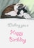 Cute sleeping cat birthday card - Wishing You A Happy Birthday created by Little Red Boots Fae