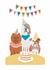 Cute Dogs Birthday Party - Happy Birthday - Illustrated created by Nazli Brennan