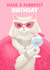 Funny Birthday Card - Purrfect Birthday - Glam Cat created by Pink Peach Cards