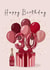 Elegant Cherry Red 30th Birthday Balloons & Champagne Card created by Pretty Unique Gifts 