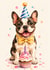 Cute French Bulldog Birthday Card with Cupcake, Party Hat and Bow Tie created by Bethany Brown