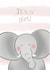 Cute Safari Elephant New Baby Girl Card - It's a Girl Card - Cute Elephant Baby created by Bumbleberry Park