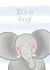 Cute New Baby Boy Card - Safari Elephant New Baby Card - Cute Elephant Card created by Bumbleberry Park