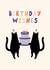 Cute Birthday Card - Birthday Wishes - Black Cats - Cake created by Sad Girl Illustration