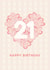 Pretty Birthday Card - 21st - Floral Heart created by Lyndsay Moon