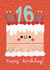Cute 16th Birthday Card - Cake - Candles created by Alice Mole Illustration