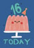 Cute 16th Birthday Card - Jelly - Party Hat created by Alice Mole Illustration