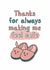 Thanks anniversary card - sentimental - feeling safe created by Giddy Kipper