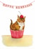 Cute cat in a cupcake case with cherry - Happy Birthday for cat and cake lovers created by Zoe Pearl